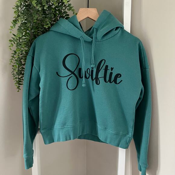 Taylor Swift Swiftie Hoodie Dark Teal Blue Hooded Sweatshirt Women’s Small - Picture 1 of 8